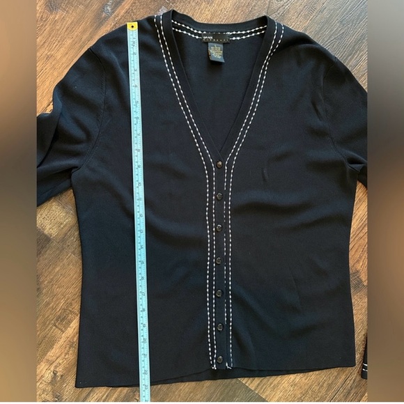 Grace Elements Black Knit Cardigan & Shell Set Contrast Stitching L - Picture 11 of 12